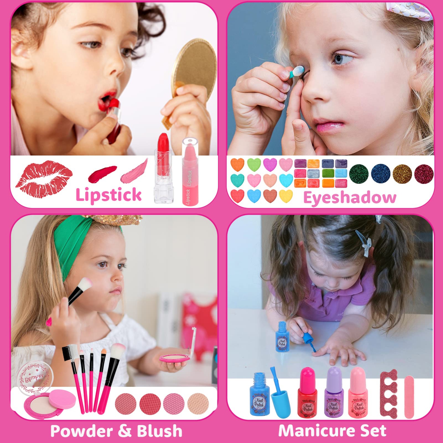 Kids Makeup Kit Girl Toys, 54PCS Teensymic Makeup Toys for Girls Washable Makeup Princess Make Up Girl Toys Age 4 5 6 7