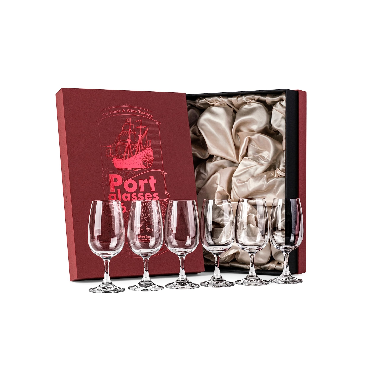 Port and Dessert Wine, Dry Sherry, Cordial, Aperitif Tasting Glasses | Set of 6 Small Crystal 7 oz Sippers | Mini Short