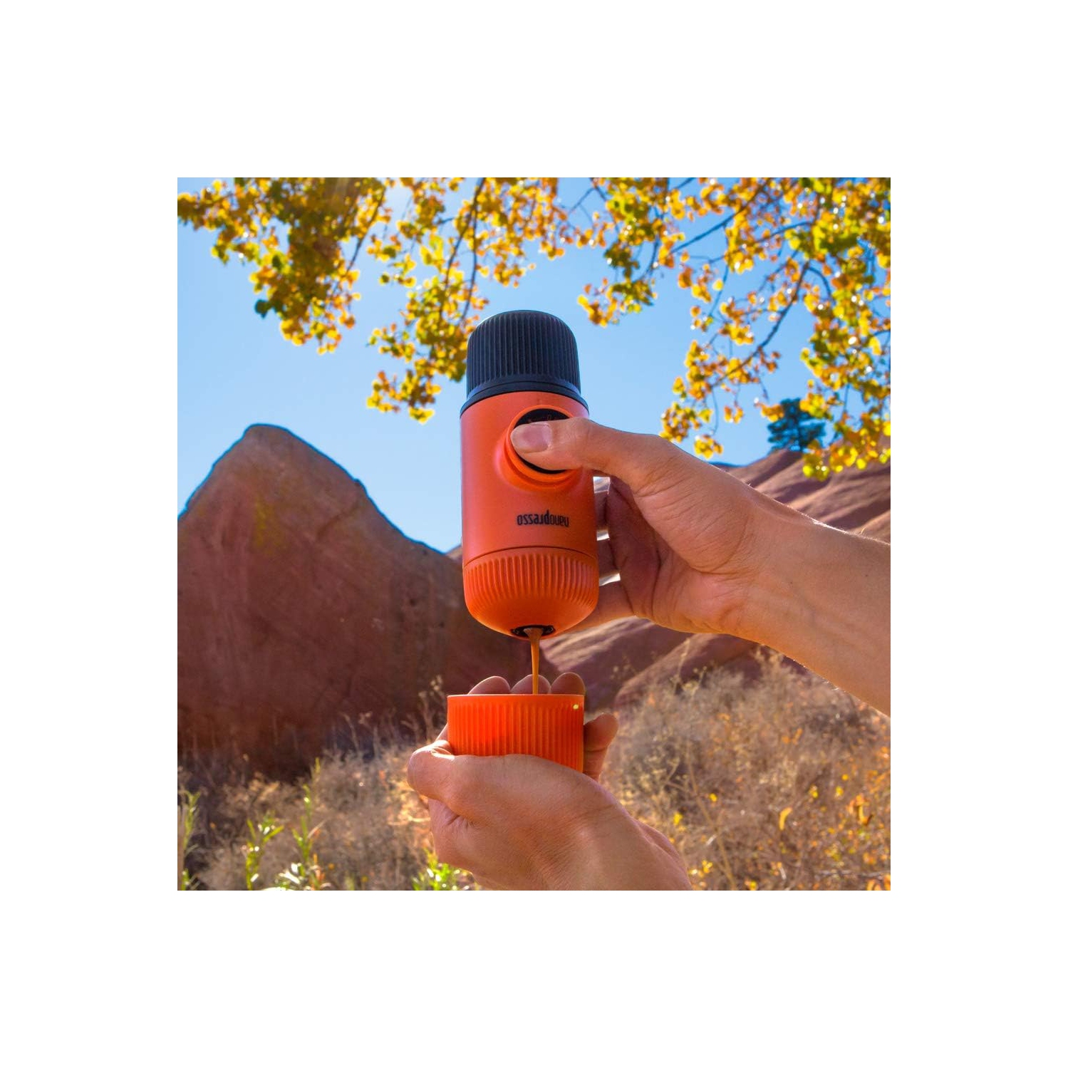 Machine à espresso portative Nanopresso de Wacaco, version améliorée de Minipresso, pression de 18 bars, édition Orange Patrol, très petite cafetière