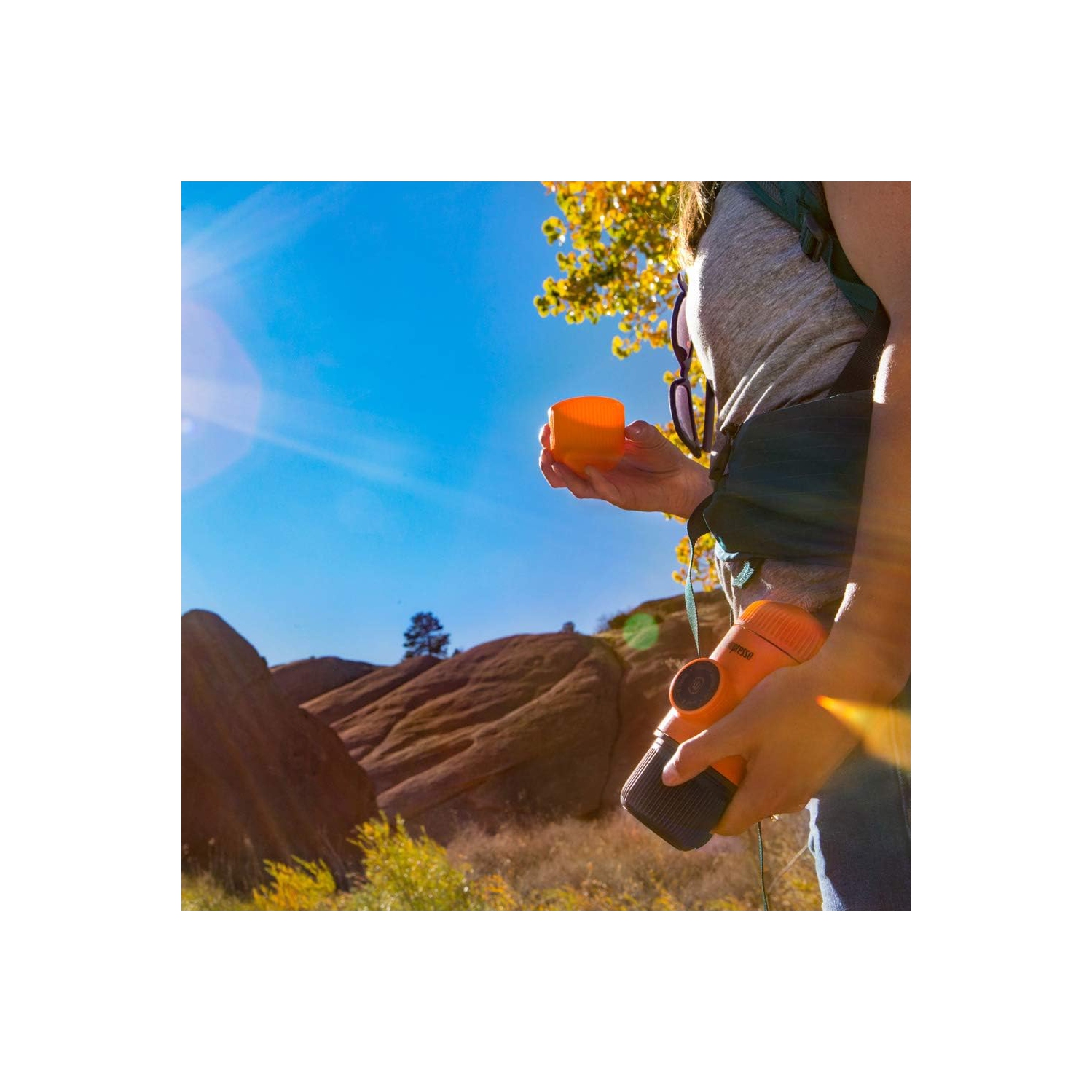 Machine à espresso portative Nanopresso de Wacaco, version améliorée de Minipresso, pression de 18 bars, édition Orange Patrol, très petite cafetière