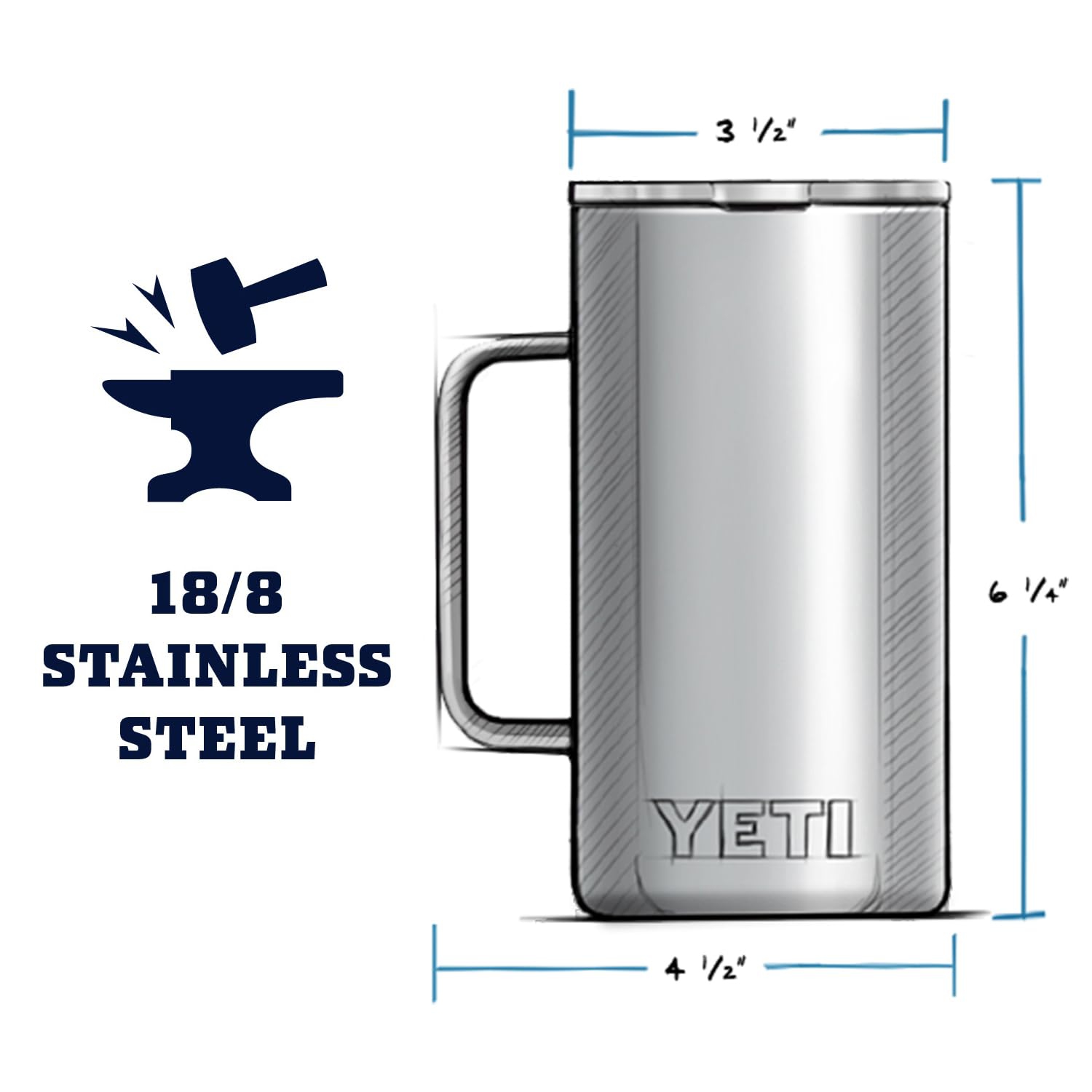 Tasse YETI Rambler 24 oz, isotherme, acier inoxydable avec couvercle MagSlider, rouge sauvetage