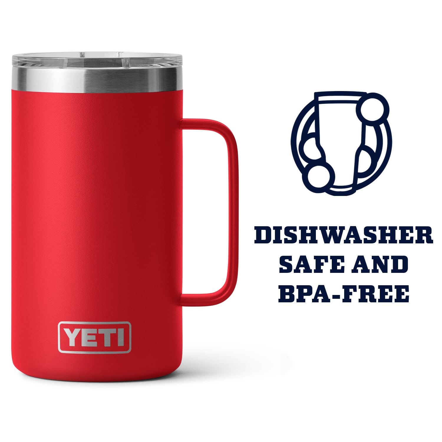 Tasse YETI Rambler 24 oz, isotherme, acier inoxydable avec couvercle MagSlider, rouge sauvetage