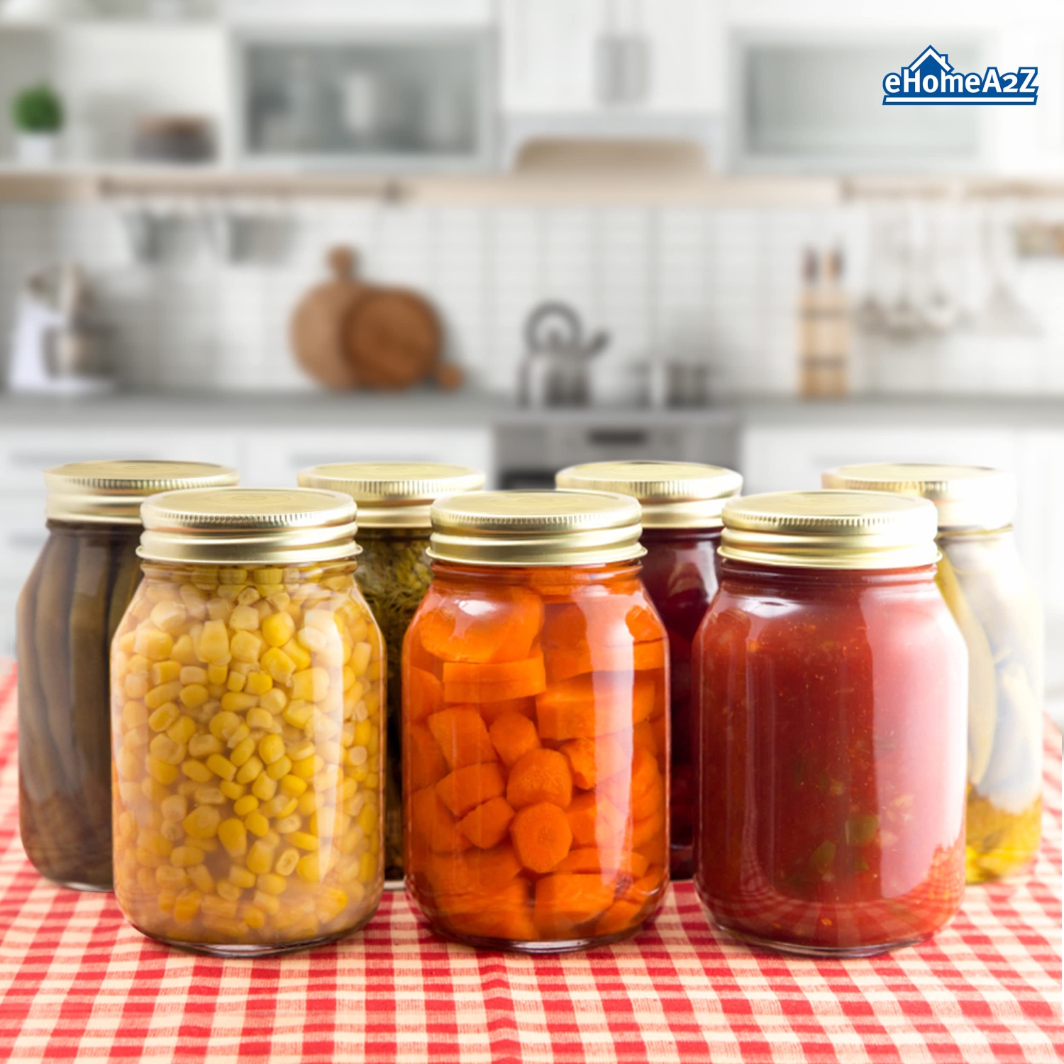 EHOMEA2Z Mason Jars 32 Oz With Lids Regular Mouth Preserving Spices,Storage,Meal Prep, Overnight Oats,Dry Food