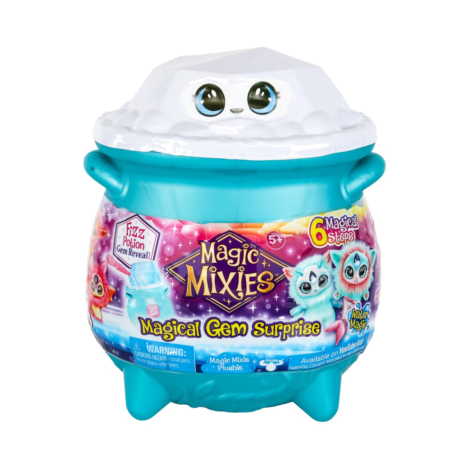 Magic Mixies Magical Gem Surprise Water Magic Cauldron - Reveal a Non-Electronic Mixie Plushie and Magic Ring with a pop