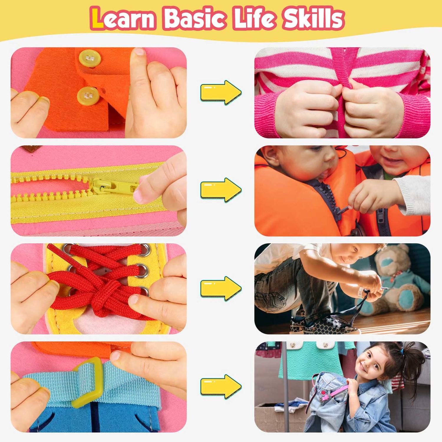 Planche Busy Board de Winblo pour tout-petits - jouets Montessori pour anniversaire de fille de 1-3 ans, livre éducatif et sensoriel