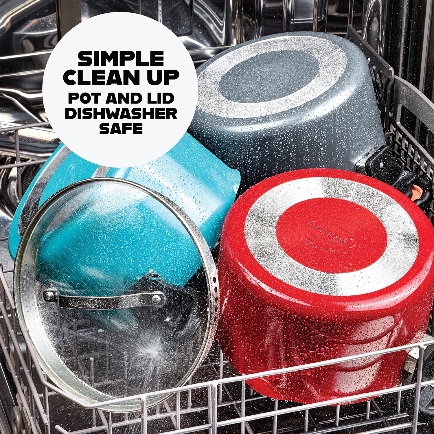 Gotham Steel 5 Quart Stock Pot with Strainer Lid, Nonstick Coated Ceramic Pot, Soup Pot, Pasta Pot with Strainer Insert,