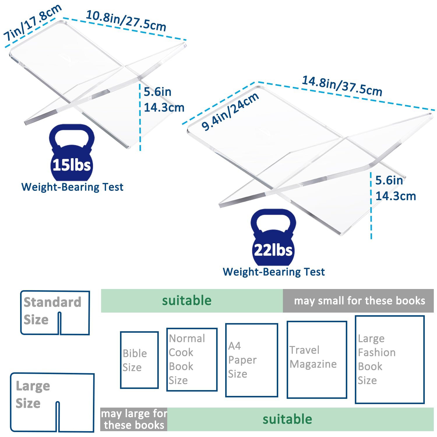 Support à livres en acrylique DECORANY, grand présentoir ouvert de 11 x 7 x 6&nbsp;po pour livre d'art, livre d'invités, bible, café