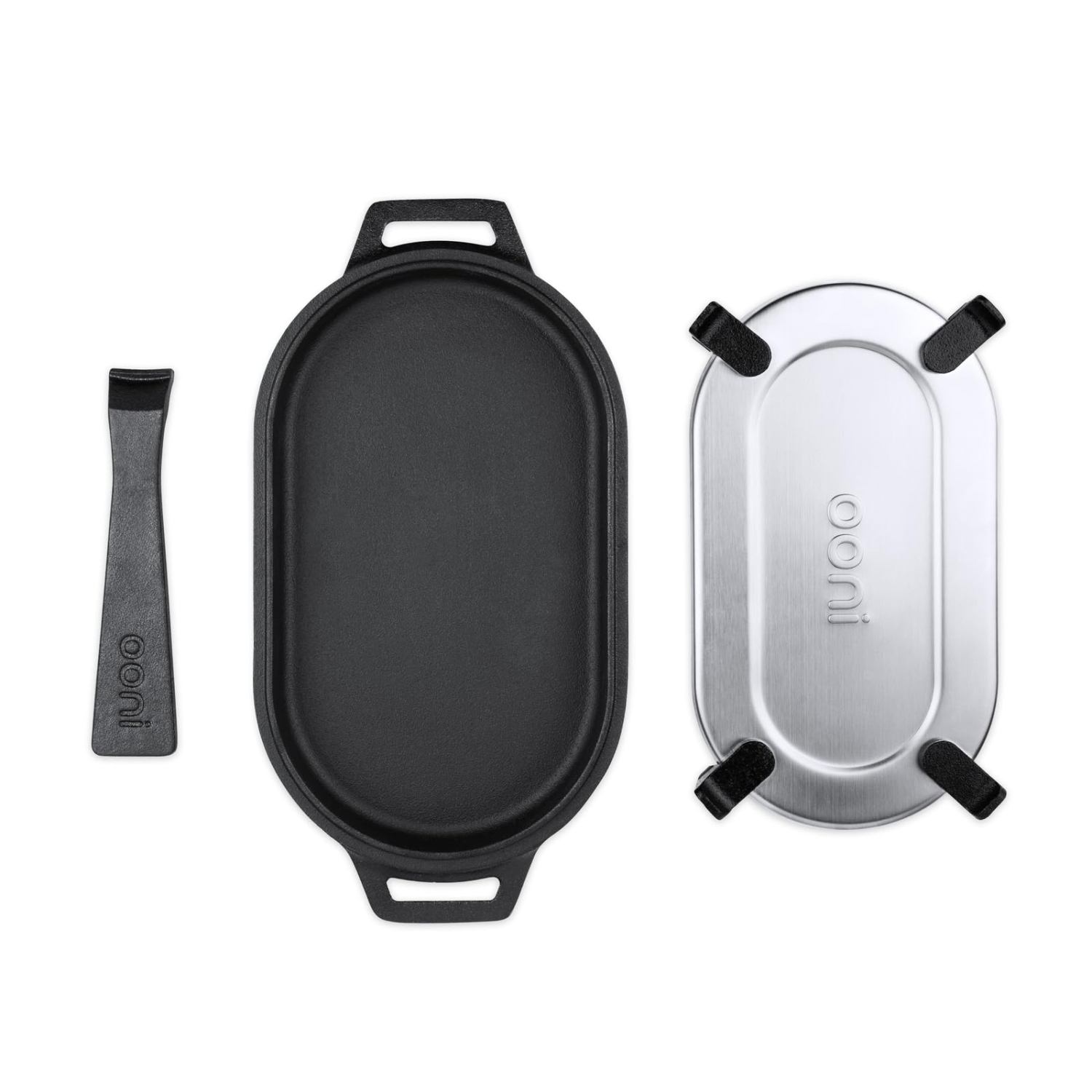 Plaque à saisir en fonte d'Ooni - Poêle en fonte Sizzler - Batterie de cuisine en fonte avec poignée amovible - Plaque en fonte - Pr