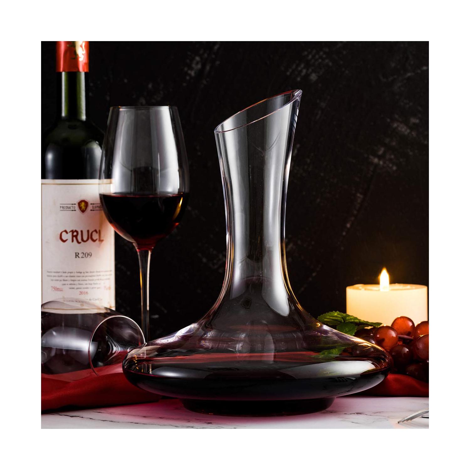 BOPOREA Wine Decanter,Red Wine Carafe,Wine Aerator,100% Hand Blown Lead-Free Crystal Glass with Cleaning Beads,Wine Deca