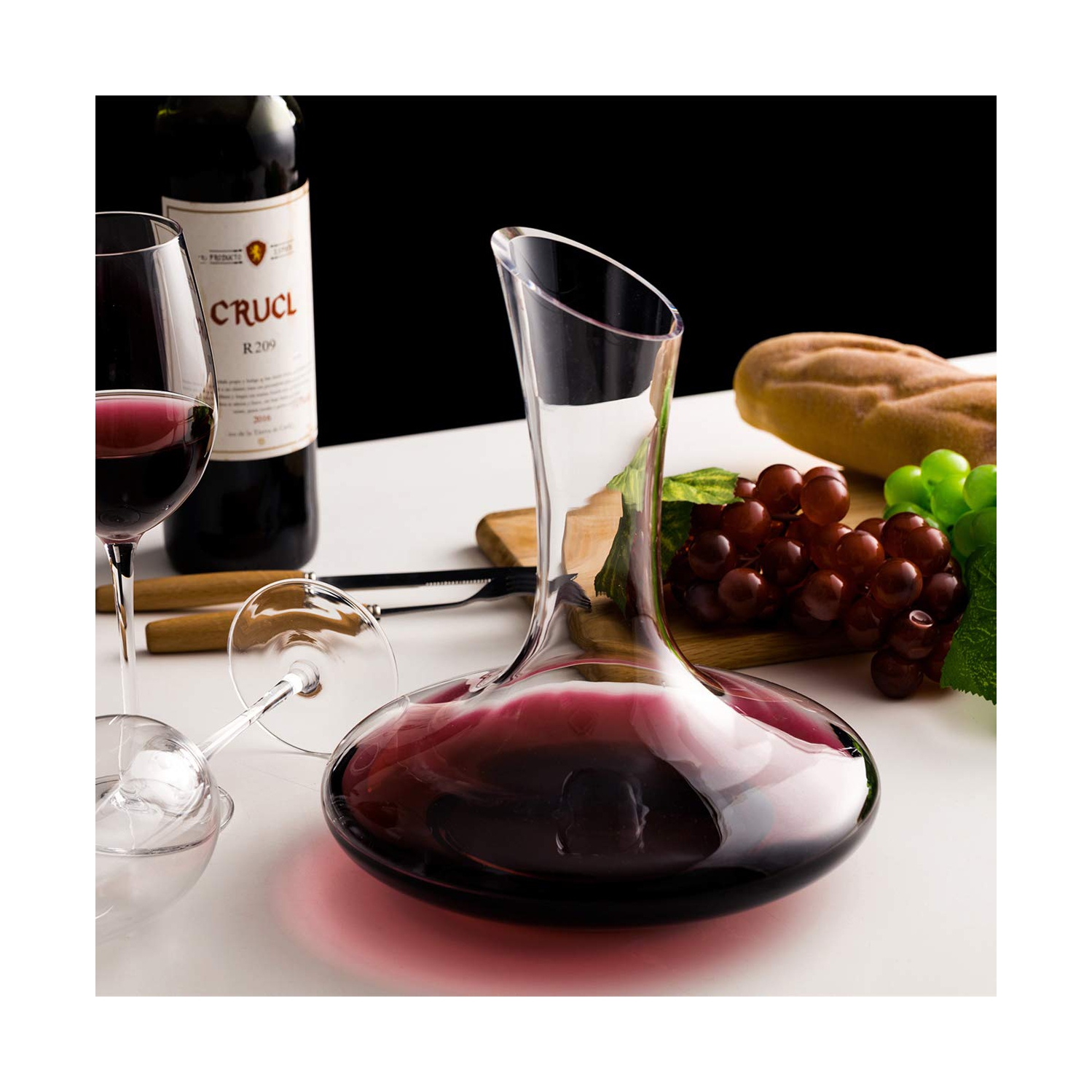 BOPOREA Wine Decanter,Red Wine Carafe,Wine Aerator,100% Hand Blown Lead-Free Crystal Glass with Cleaning Beads,Wine Deca