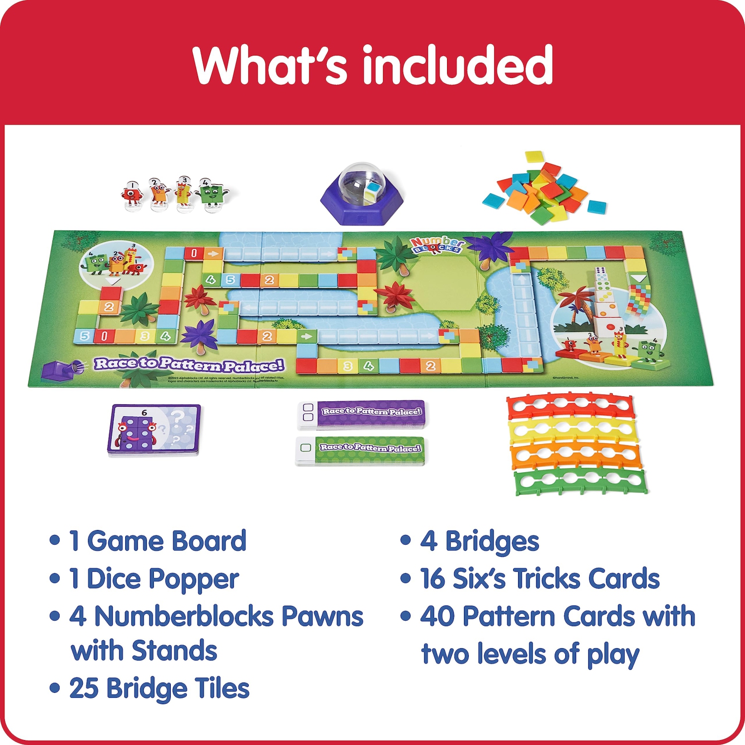 hand2mind Numberblocks Race to Pattern Palace! Board Game, Pattern and Color Recognition Game, Educational Board Games,
