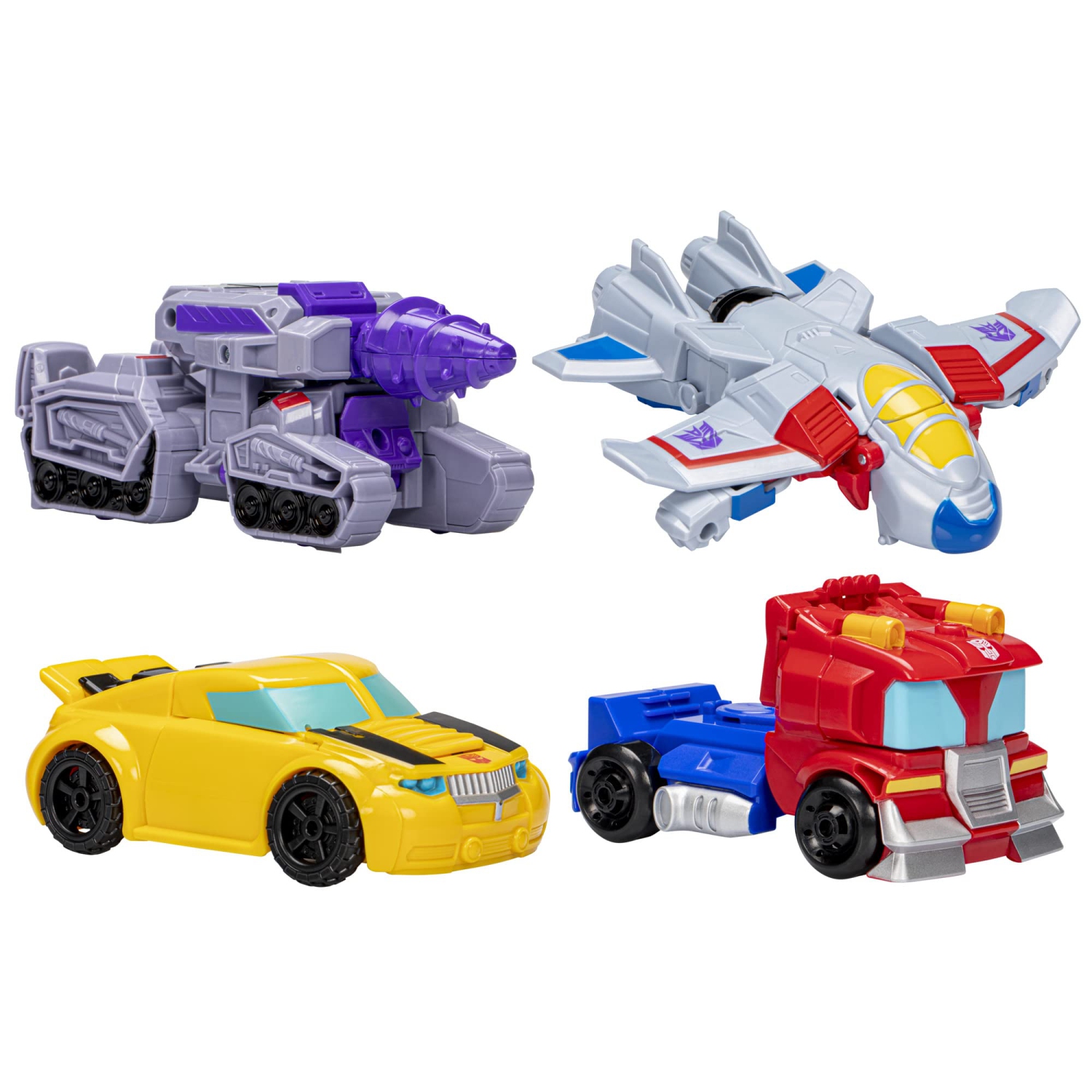 Transformers Toys Heroes vs Villains 4-Pack, Autobot and Decepticon 4.5-Inch Action Figures, Preschool Robot Toys for Ki