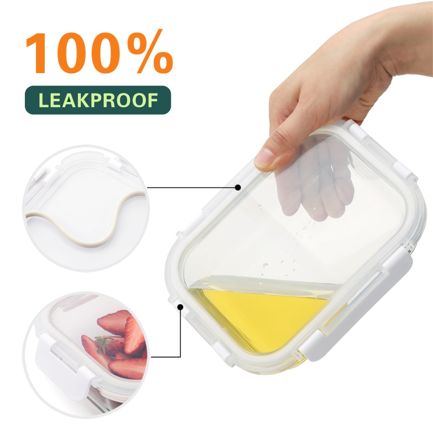 Cuiselect 10 Pack 22 Oz Glass Meal Prep Containers with Lids, Reusable Glass Food Storage Containers with Lids, Leak Pro