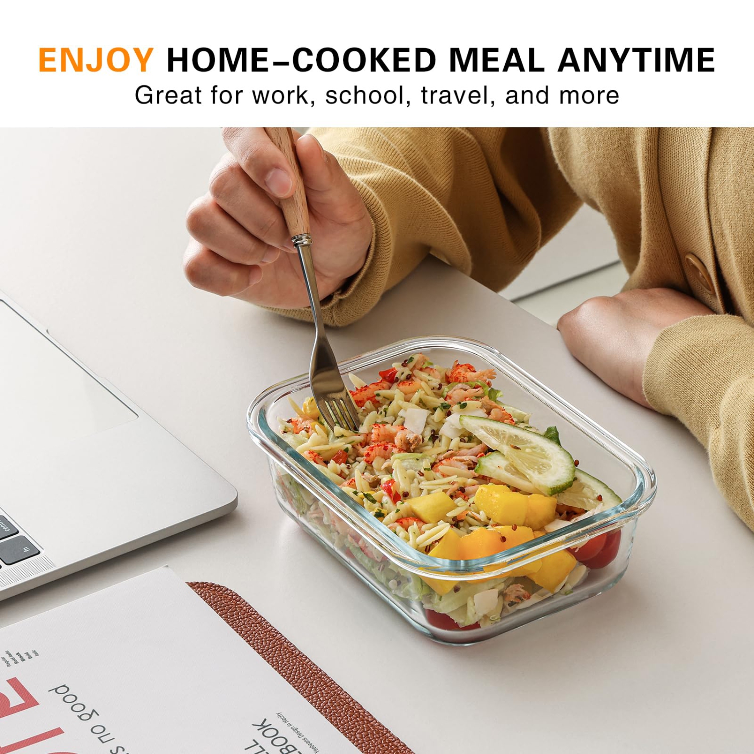 Cuiselect 10 Pack 22 Oz Glass Meal Prep Containers with Lids, Reusable Glass Food Storage Containers with Lids, Leak Pro