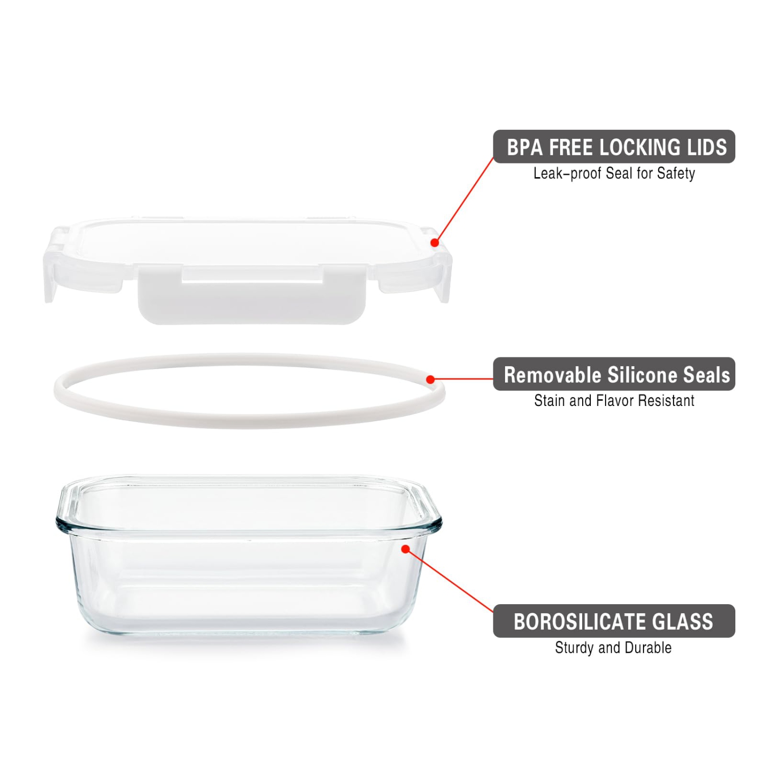 Cuiselect 10 Pack 22 Oz Glass Meal Prep Containers with Lids, Reusable Glass Food Storage Containers with Lids, Leak Pro