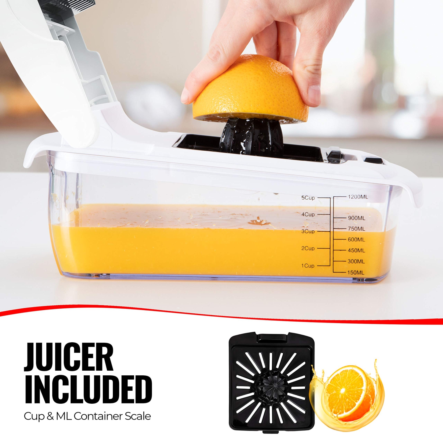 Hachoir à légumes Mandoline Coupe-fromage Râpe – Hachoir de légumes à salade d'oignons avec contenant – Friteuse PO