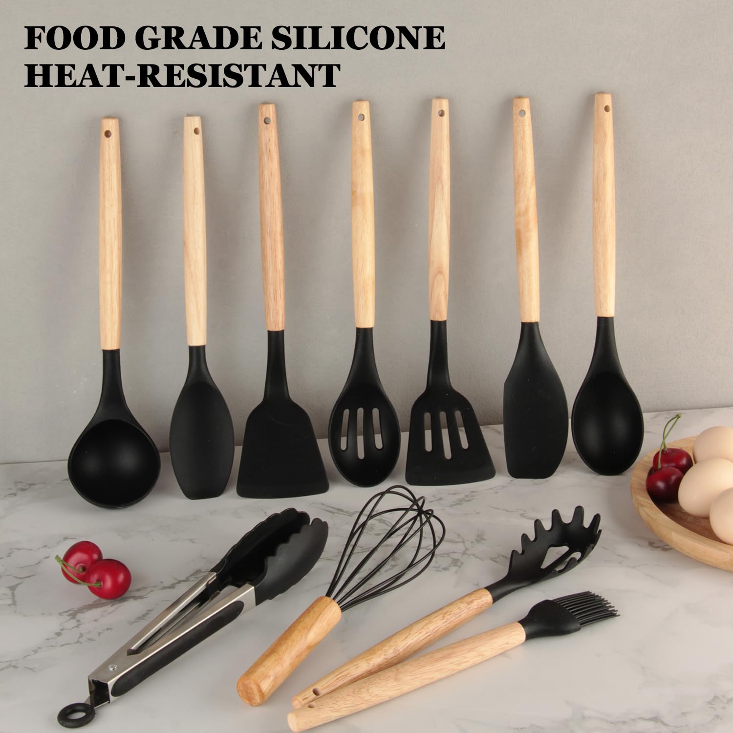 Sunmei Silicone Kitchen Utensil Set for Nonstick Cookware, 21 Pcs Great Value Cooking Utensils Set, Comes with Silicone