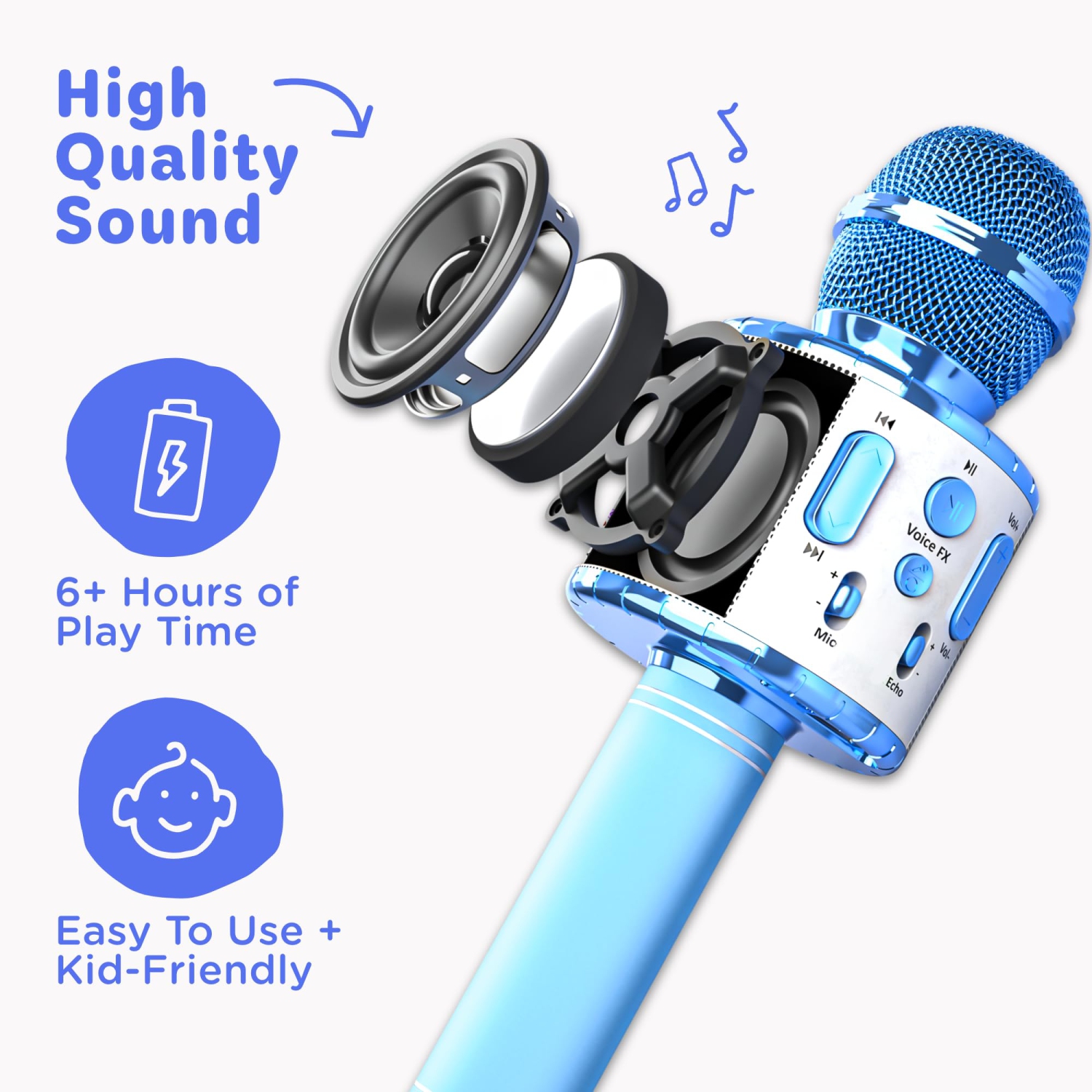 Move2Play, Kids Karaoke Microphone | Includes Pre-Loaded Songs & Bluetooth | Kids Birthday & Easter Gift | Toy for All A