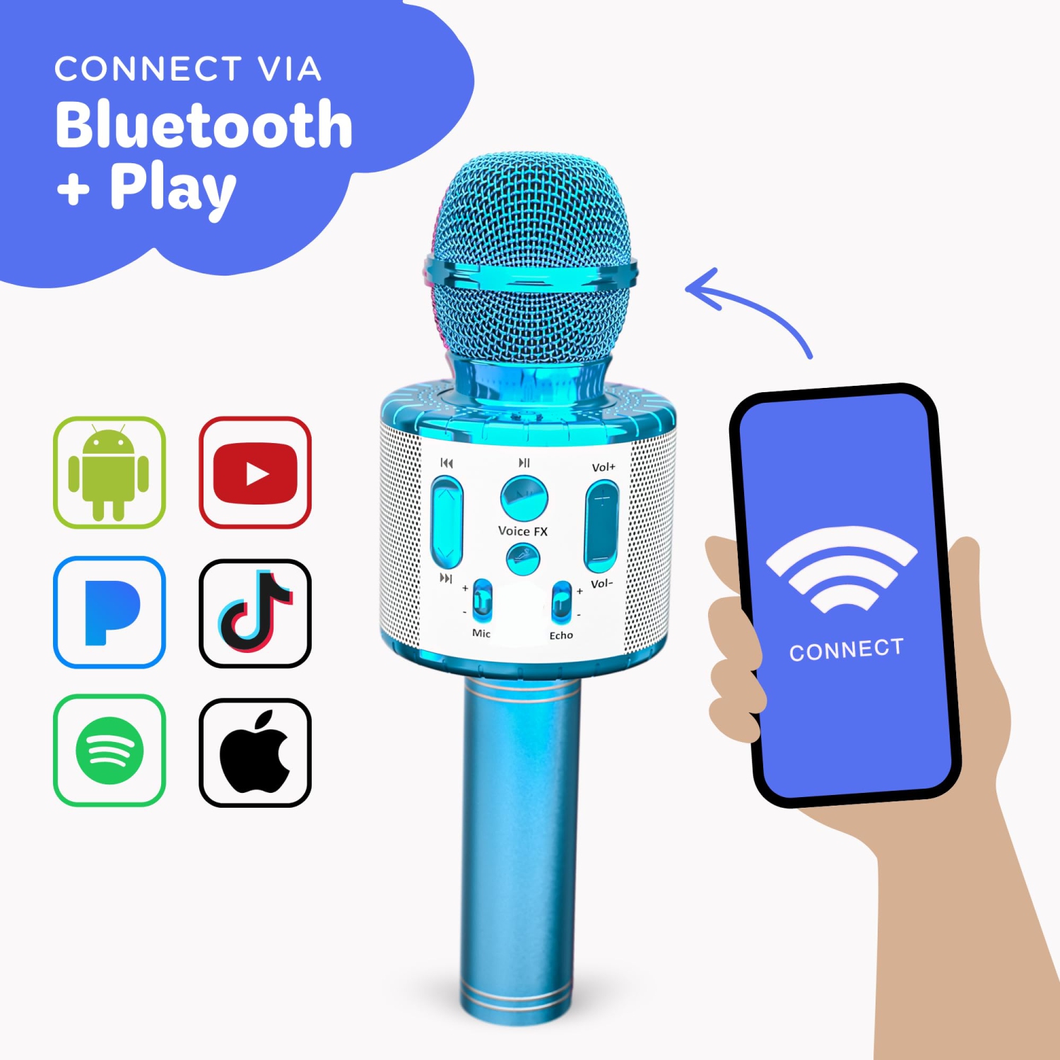 Move2Play, Kids Karaoke Microphone | Includes Pre-Loaded Songs & Bluetooth | Kids Birthday & Easter Gift | Toy for All A