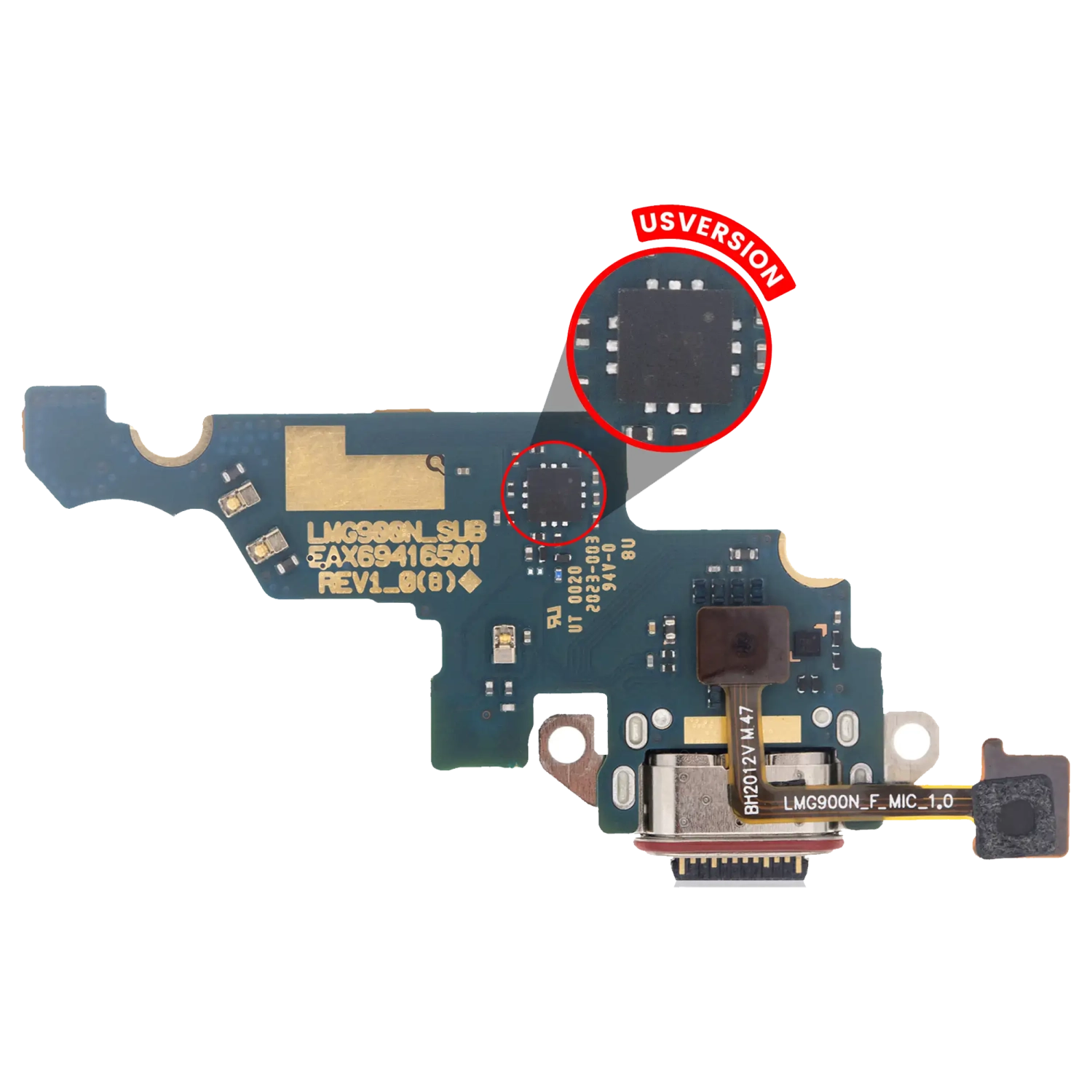 Port de chargement avec carte compatible avec le Velvet de LG