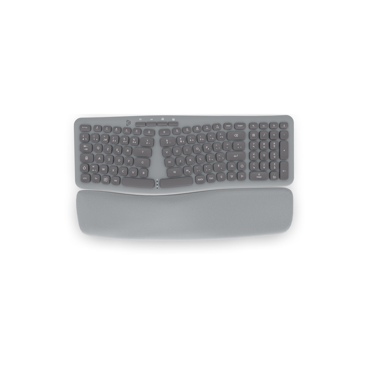 Clavier ergonomique sans fil Ergo de BlueDiamond, repose-poignet magnétique amovible, récepteur USB-A 2,4&nbsp;GHz, disposition française