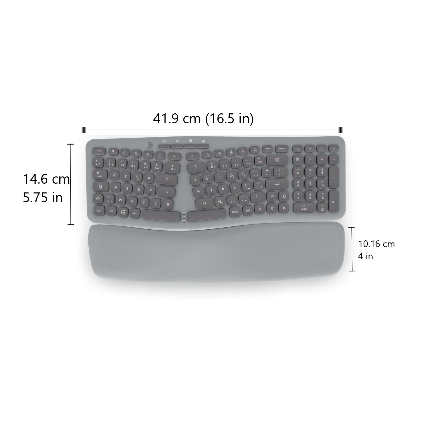 Clavier ergonomique sans fil Ergo de BlueDiamond, repose-poignet magnétique amovible, récepteur USB-A 2,4&nbsp;GHz, disposition française