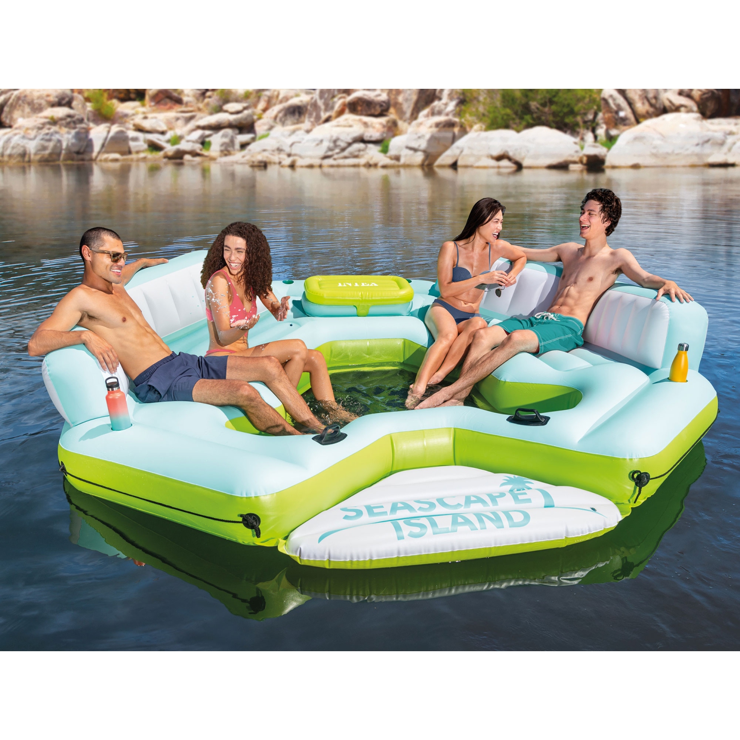 Parc aquatique gonflable Seascape Island d'Intex avec glacière intégrée et dossiers pour adultes