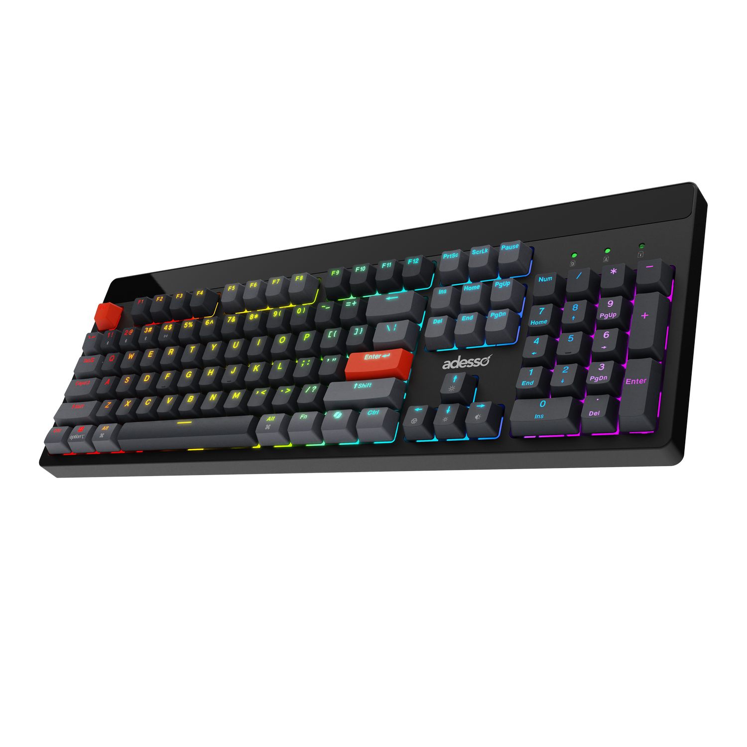 Adesso EasyTouch 1300 RGB Clavier mécanique – 104-Key, Câblé/sans fil/Bluetooth, Swappable à chaud, QMK/VIA, Clé de copilote, USB-C