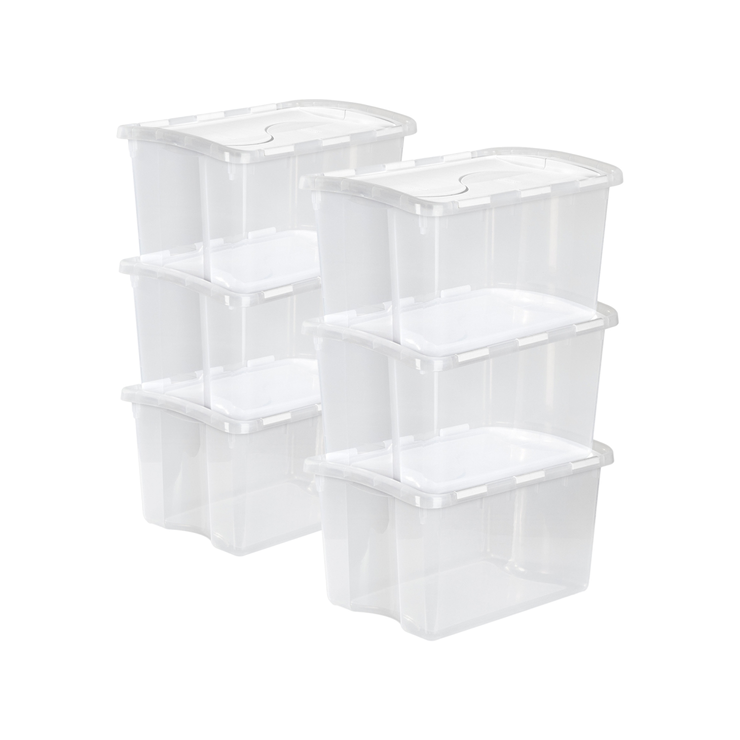 Sterilite 48 Quart Hinged Lid Storage Box Plastic Stackable Bin with Lid, 6 Pack