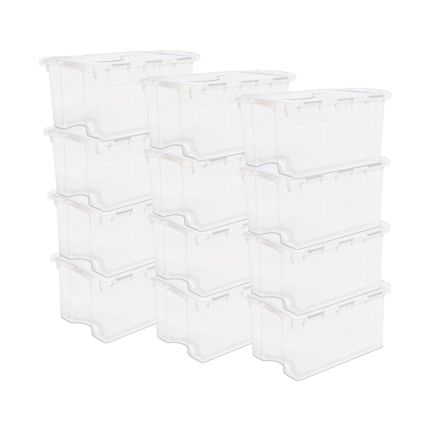 Sterilite 48 Quart Hinged Lid Storage Box Plastic Stackable Bin with Lid, 6 Pack