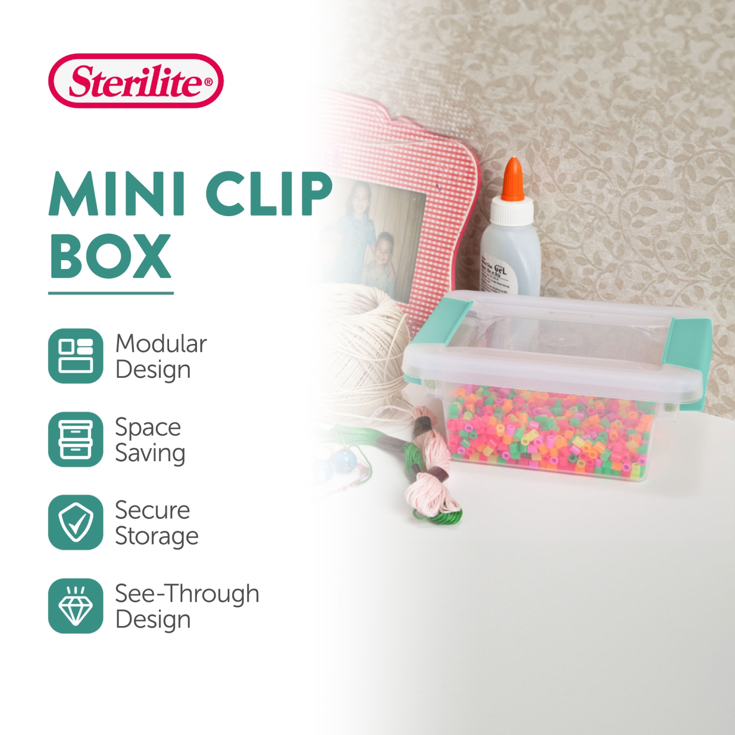 Sterilite – Mini-boîte de rangement en plastique avec couvercle verrouillable, paquet de 24