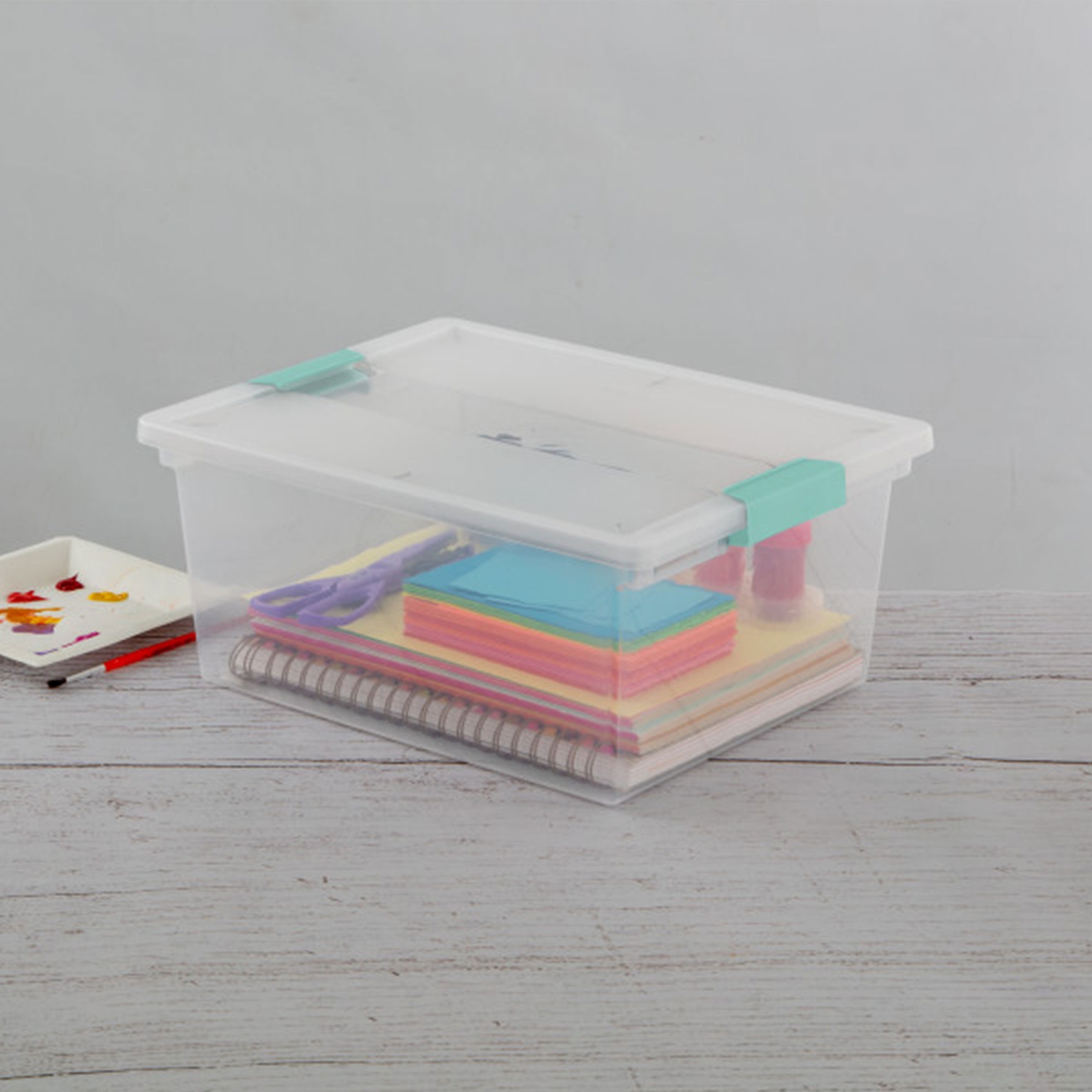 Sterilite – Bac de rangement empilable profond en plastique transparent avec couvercle à loquet transparent, paq./12