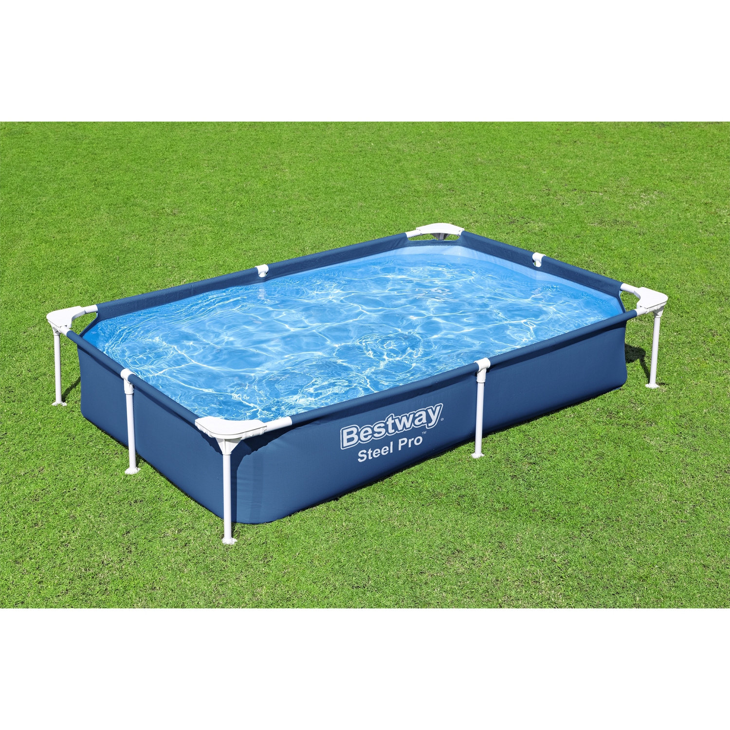 Bestway Steel Pro 87" x 59" x 17" Rectangular Above Ground Outdoor Swimming Pool