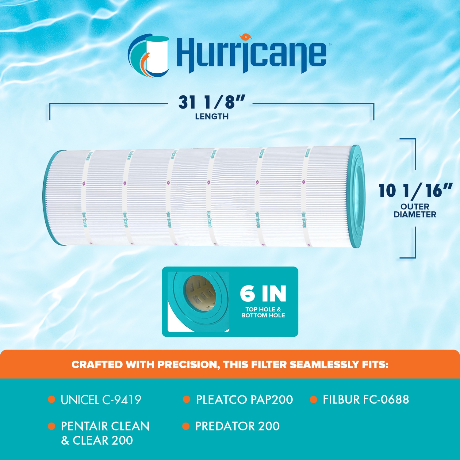 Hurricane HF9419-01 Advanced Pool and Spa Filter Cartridge Replacement, White