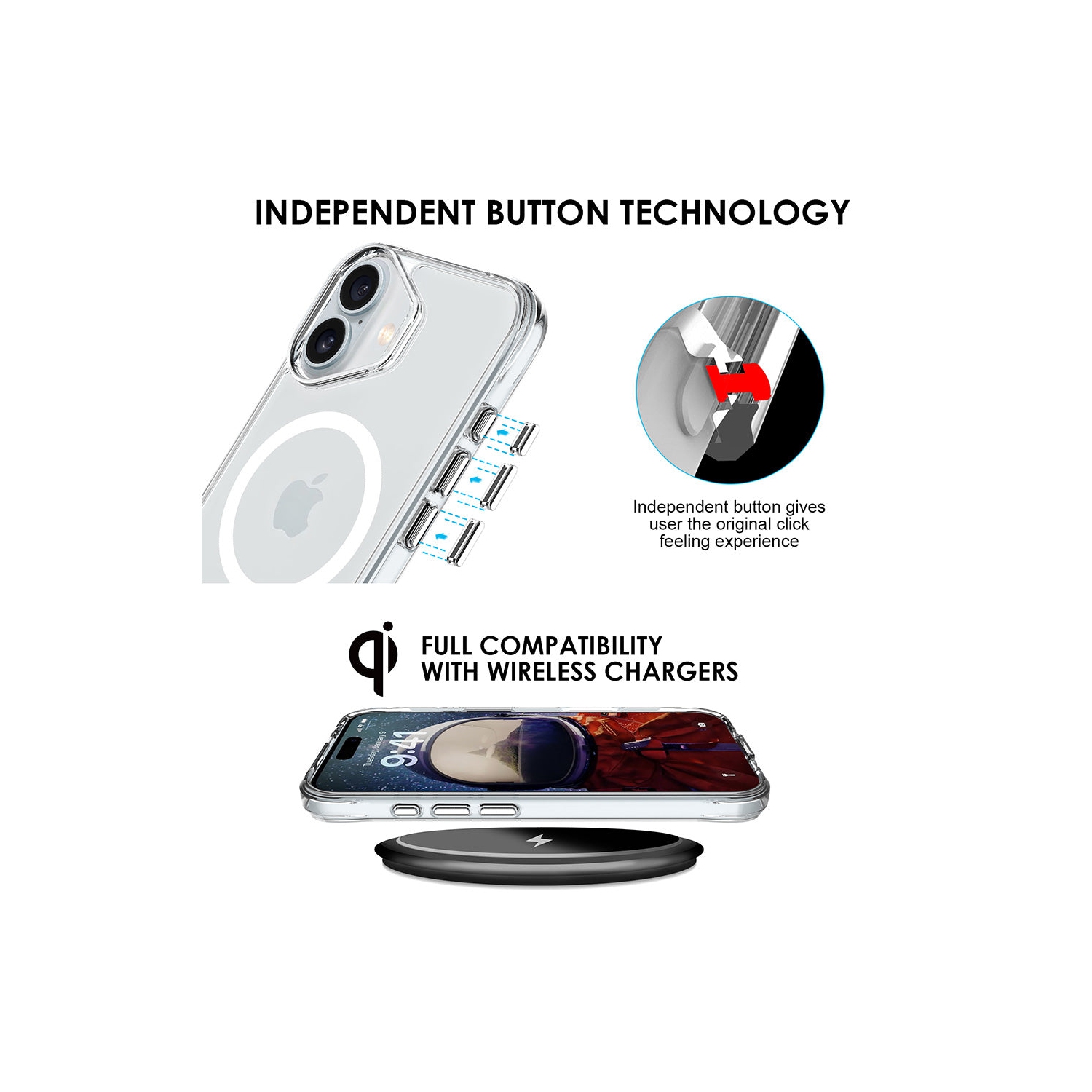 Uolo Protection Bundle for iPhone 16 Plus – Shield Tempered Glass with Alignment Tray & Soul+ Clear MagSafe Case | Screen Protector + Shockproof Slim