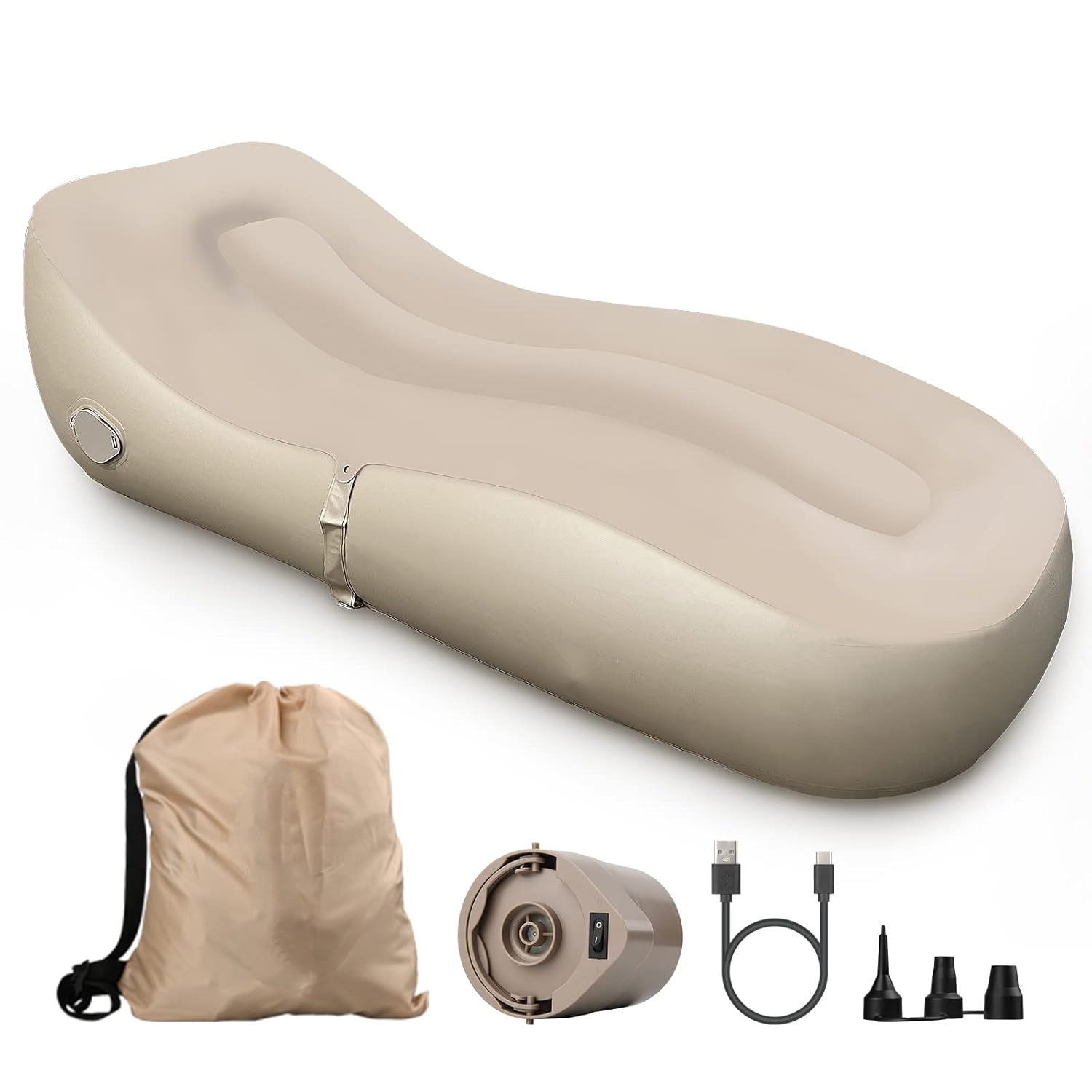 Maxxus Automatic Inflatable Lounger, Inflatable Blow Up Sofa Bed with Air Pump for Camping, Hiking, Traveling, Holiday, Suitable for Children,