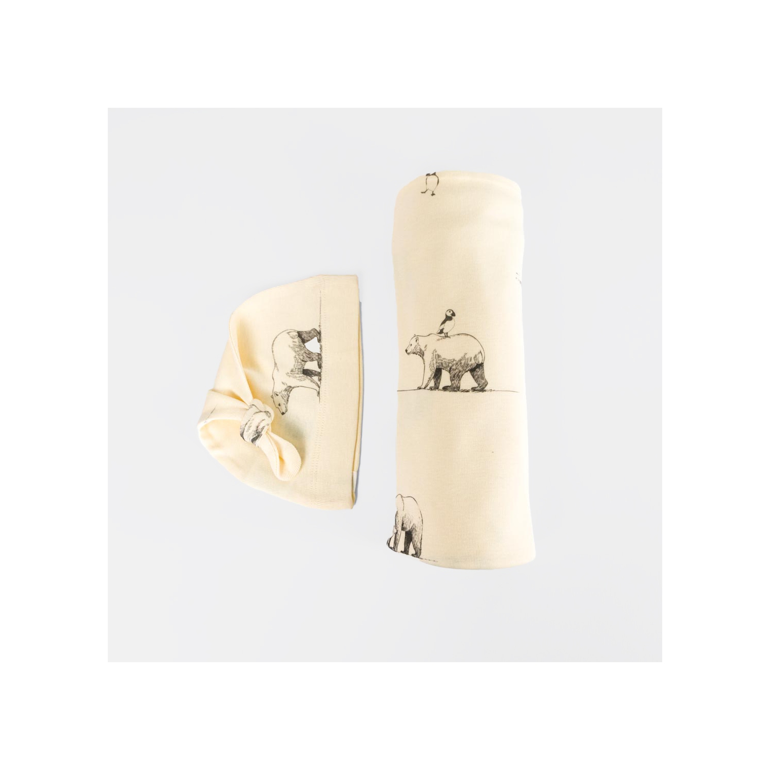 The Elk Baby Premium Organic Cotton Polar Bear Blanket and Beanie set