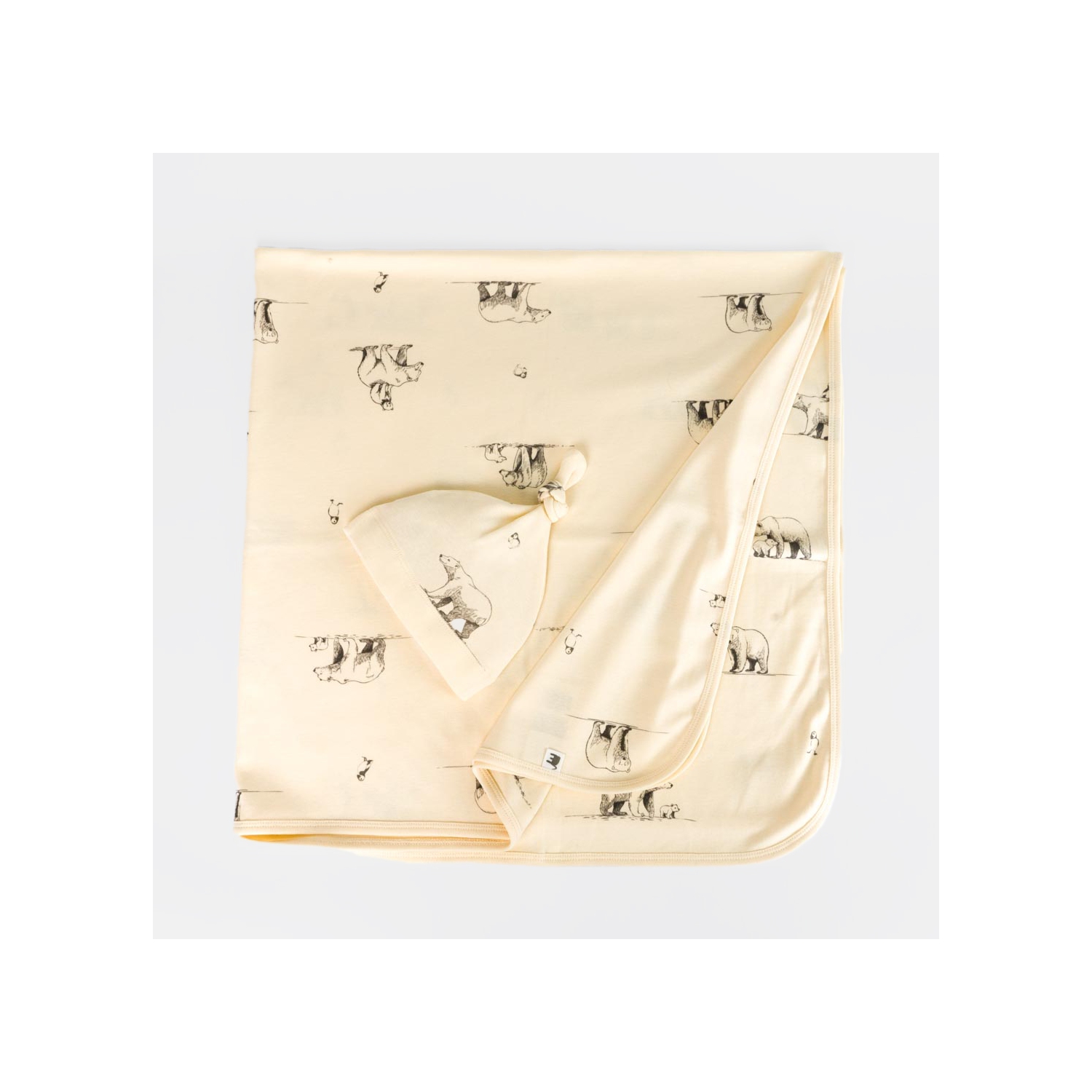 The Elk Baby Premium Organic Cotton Polar Bear Blanket and Beanie set