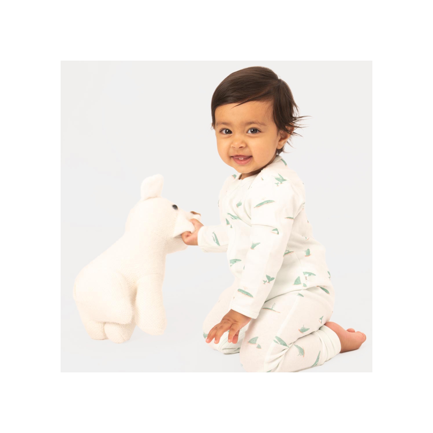 The Elk Baby Premium Organic Cotton Whale Play and Grow Rib Foot Zippy