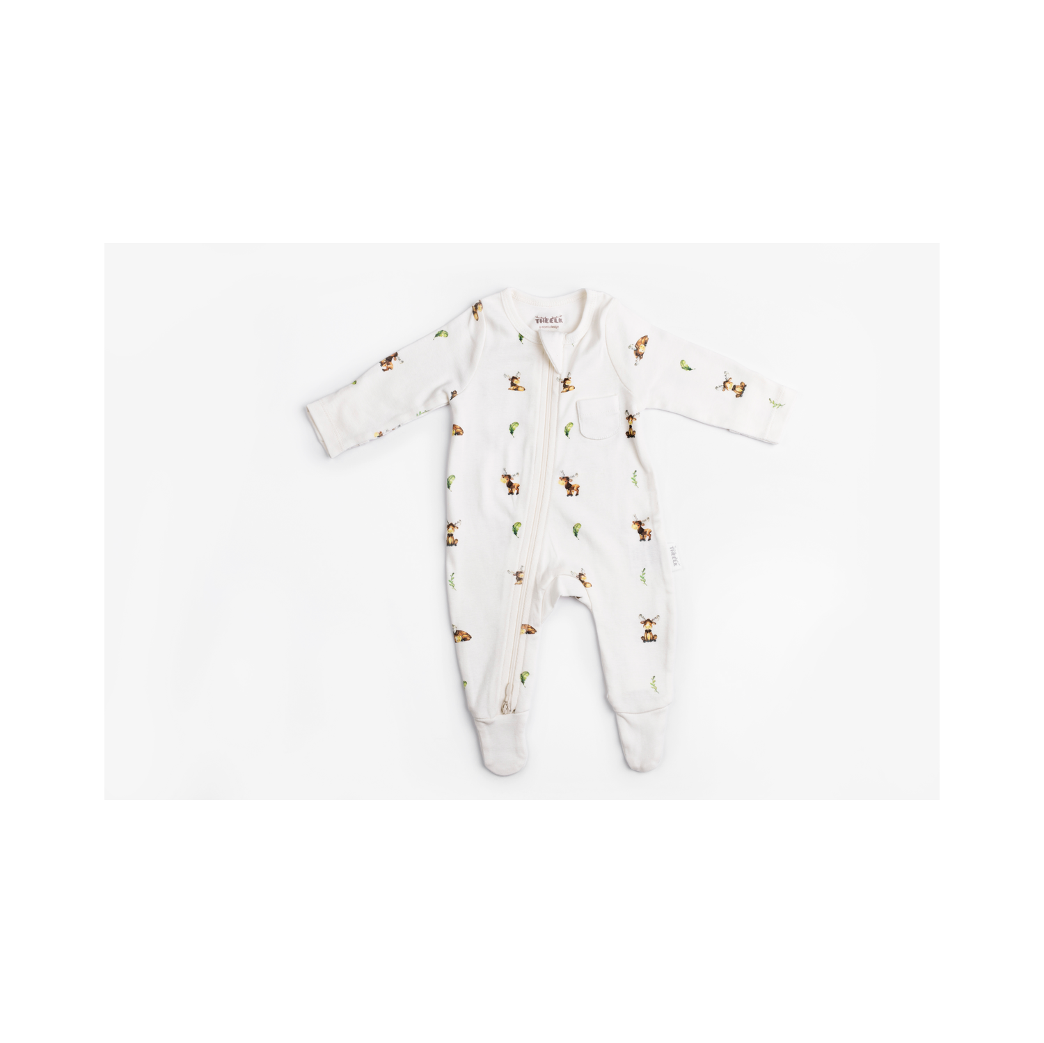 The Elk Baby Premium Organic Cotton Elk print Play and Grow Zippy