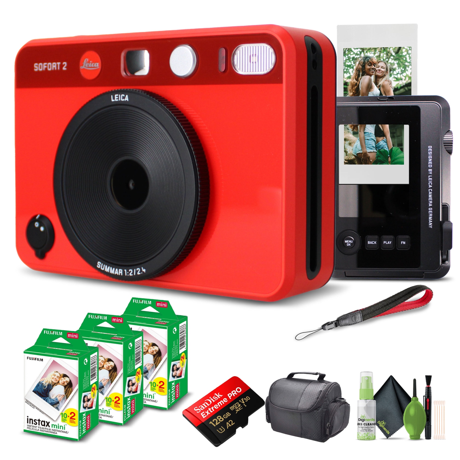 Leica Sofort 2 Hybrid Instant and Digital Camera + Instant Film 60 Sheets Red