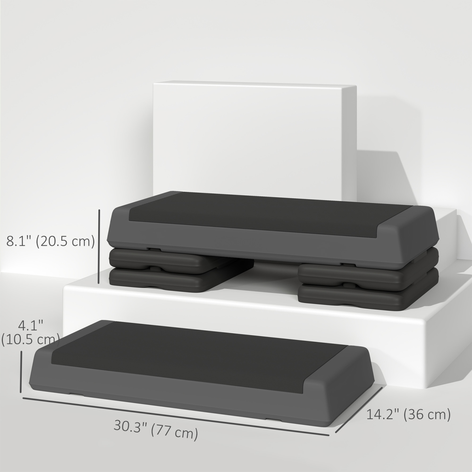Soozier – Simulateur d'escalier d'aérobie réglable, 3 niveaux avec élévateurs, 4, 6 et 8&nbsp;po, plateforme d'exercice pour entraînement à domicile,