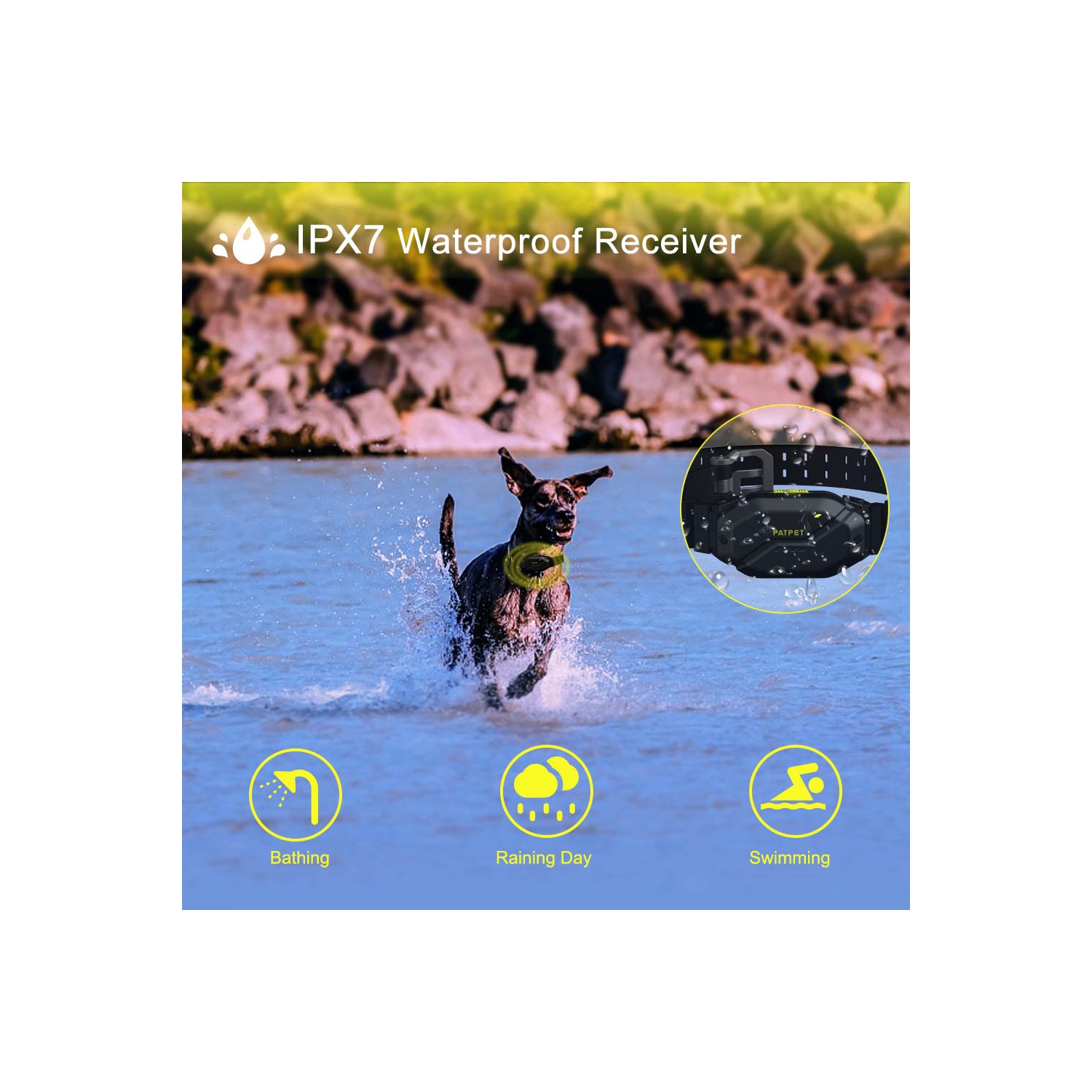 PATPET Dog Training collar, 3000 ft Range 16 Training Levels Dog Shock Collar with Remote Control(15-150lbs) Waterproof 100% Safe E Collar for Large