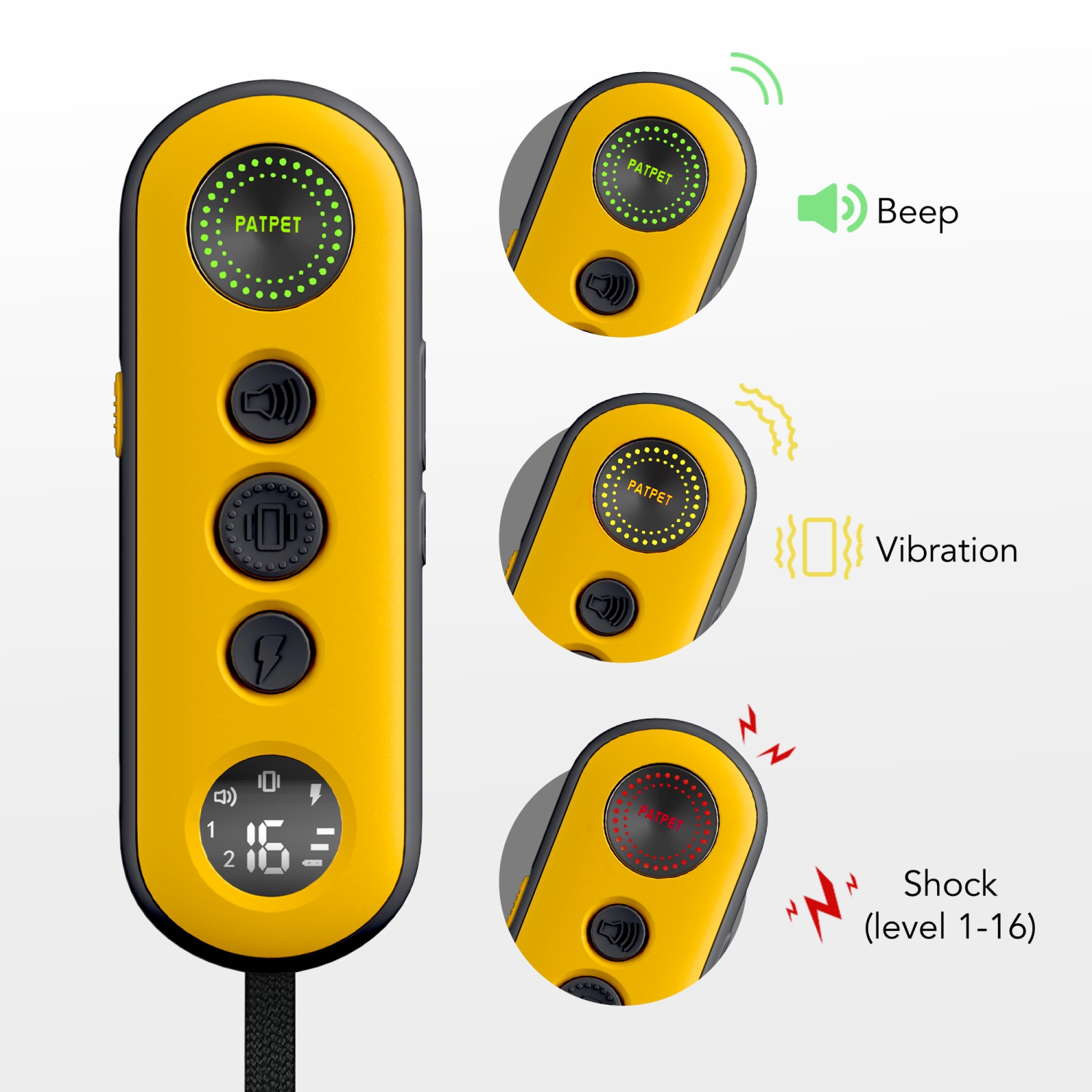 PATPET Dog Training Collar withRemote - Electric Dog Shock Collar forSmall Medium Large Dogs -3Adjustable Safe Modes, Rechargeable Waterproof E