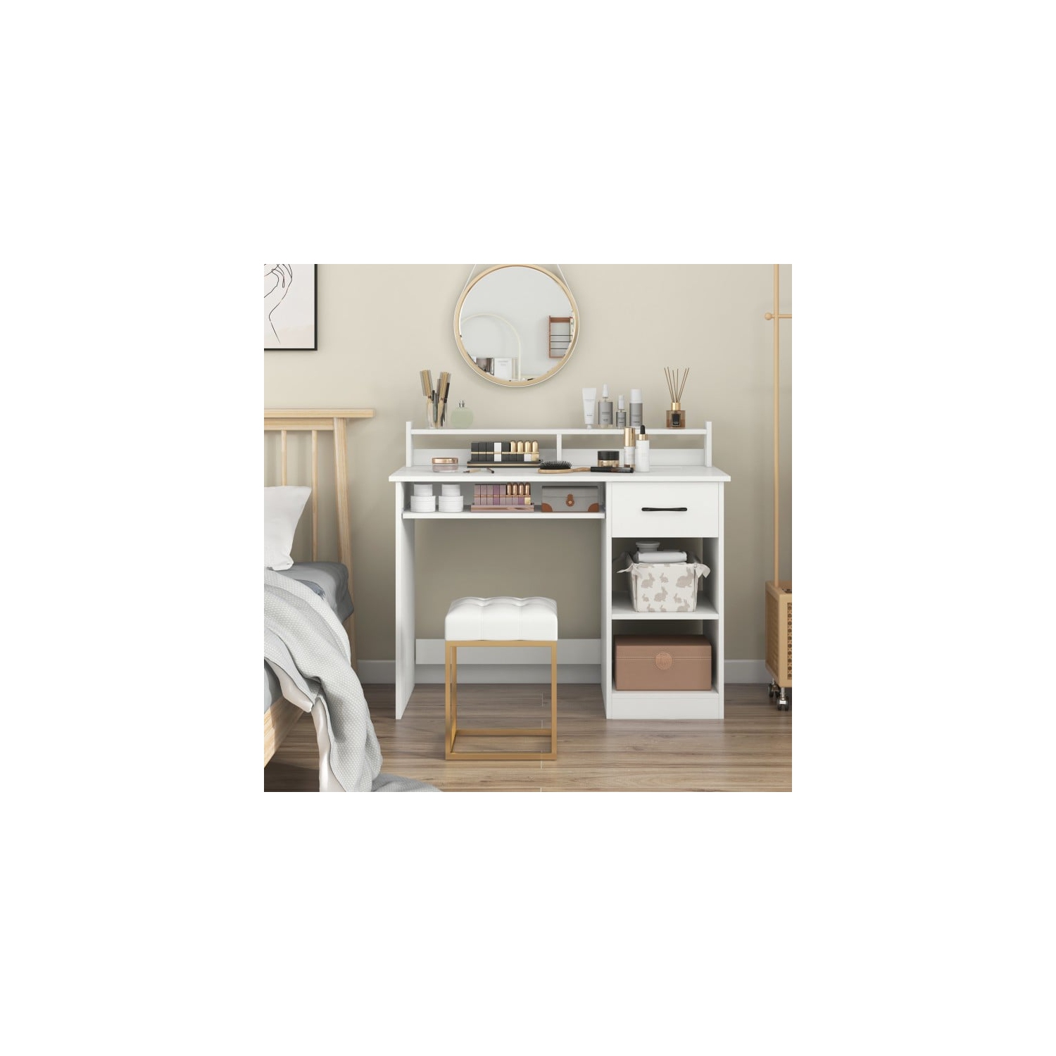 Bureau avec station de chargement intégrée et tablette réglable pour espace de travail à domicile