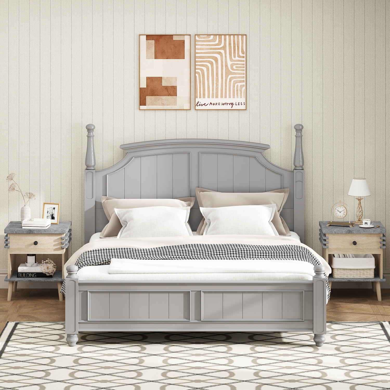 Table de chevet moderne avec surface en faux marbre – Table de bout à 3 niveaux pour la chambre ou le salon