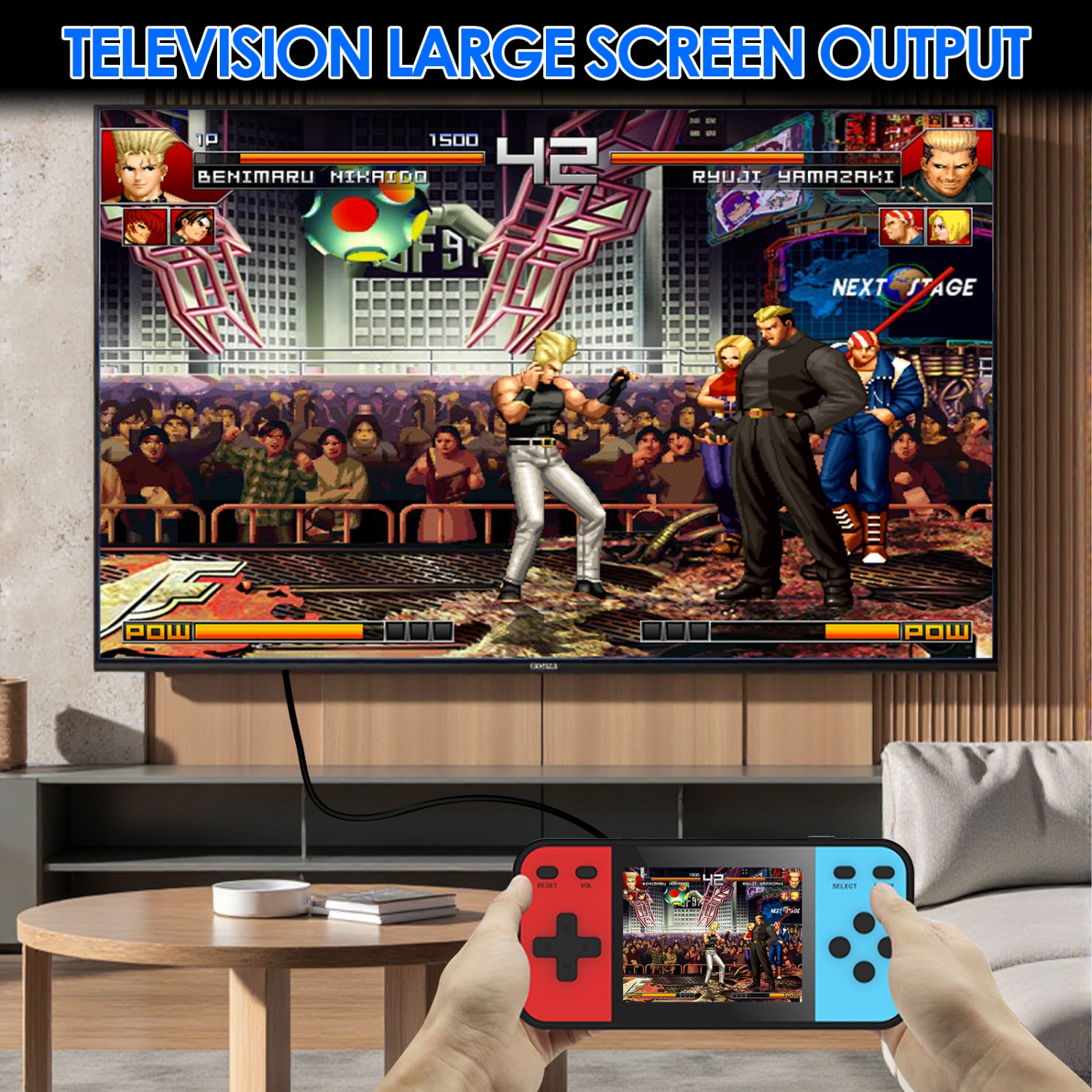 Console de jeu portative rétro avec écran de 3,0 po et 600 jeux, connexion télé, pour deux joueurs