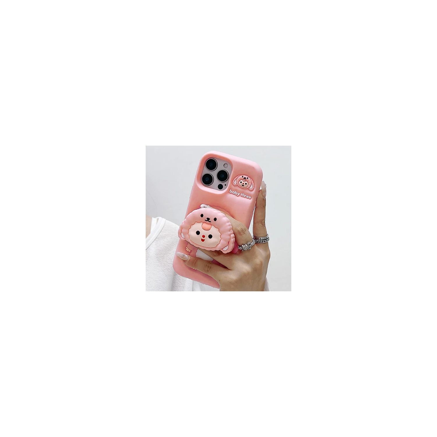 Étui avec béquille en silicone pour bébé Cartoon de 3D pour iPhone 13 Pro