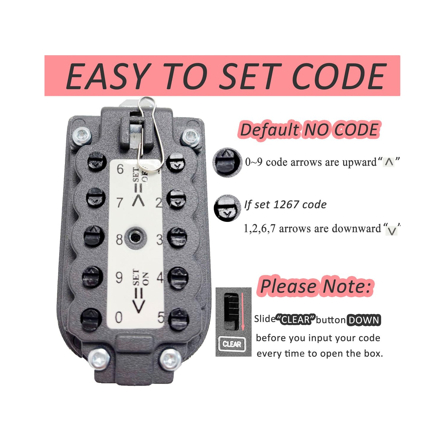 Boîte à clés avec code, coffre-fort pour clé extérieure convenant à une utilisation à la maison, à l'intérieur et à l'extérieur