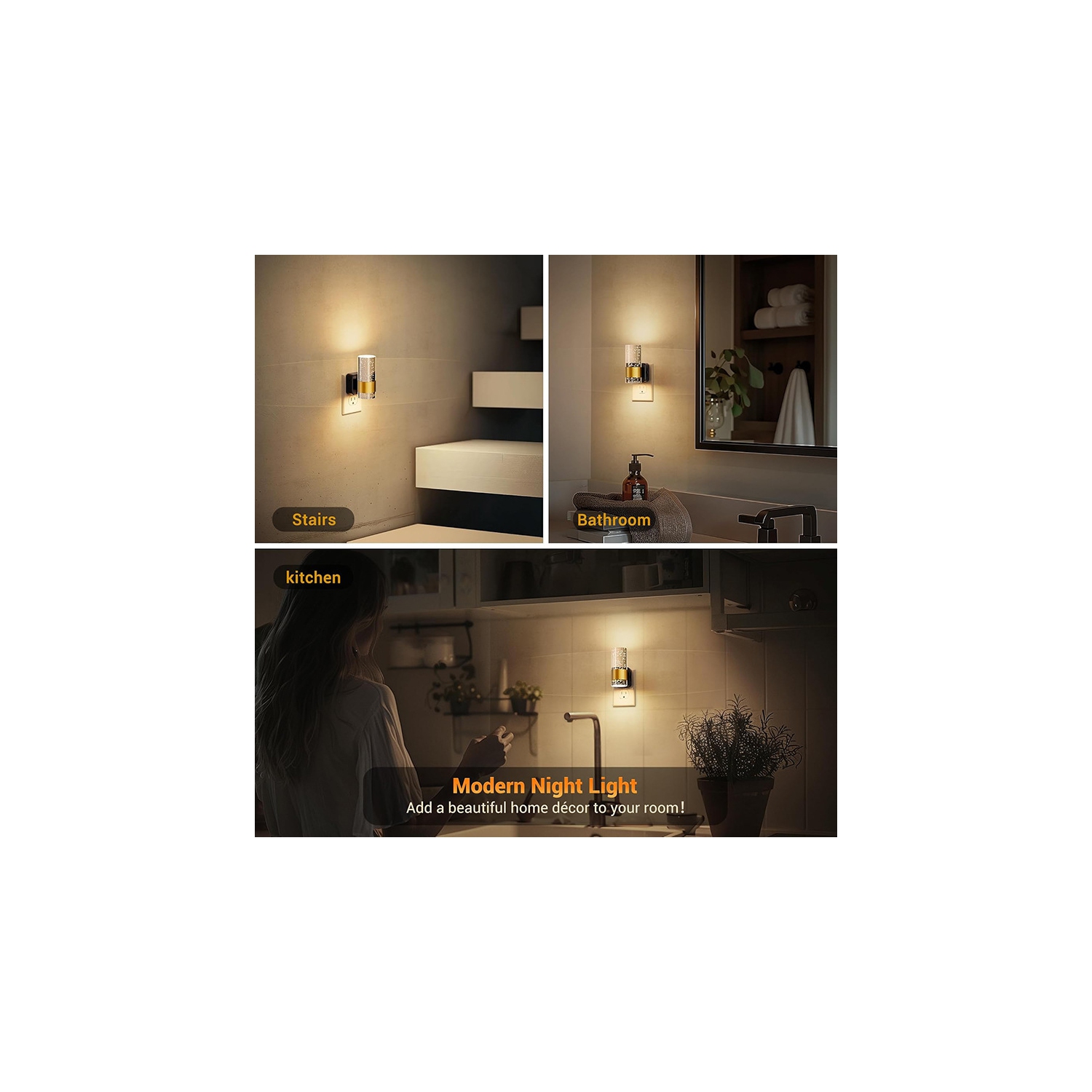 Veilleuse LED murale 3000K, éclairage mural à induction contrôlé, luminosité réglable 0–100LM, idéale pour la cuisine, la chambre et les escaliers